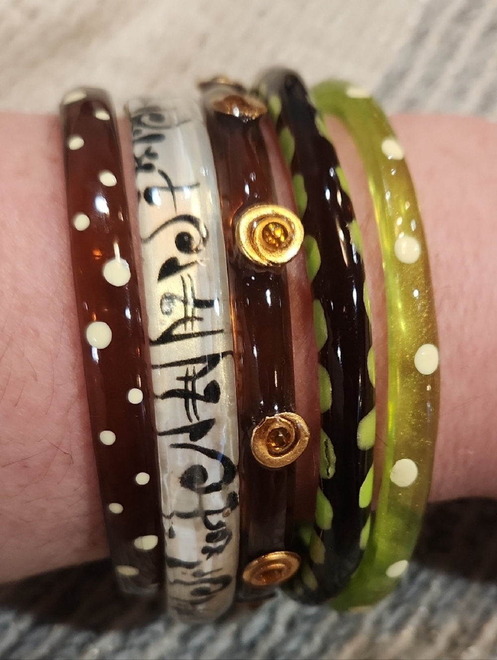 Israeli Artisan Designer Resin Bangle Bracelet Set
